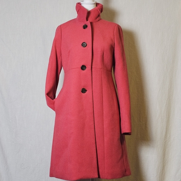 NWT J Crew Womens Uptown Pea Coat SZ 2 Coral Wool Blend Business Casual - Picture 3 of 15